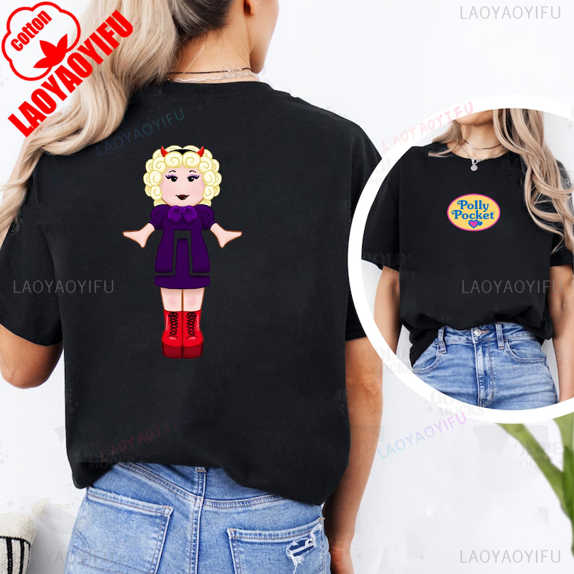 Милая футболка с принтом Polly Pocket Милые топы Polly Pocket Летняя Мужская С круглым вырезом С коротким рукавом Классический узор Мультяшная футболка S
