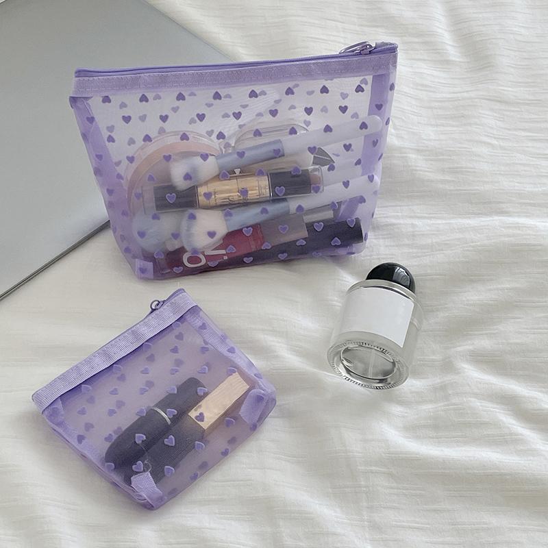 Διχτυωτή Τσάντα Καλλυντικών Φορητή Καρδιά Κυματιστή Πουά Αγάπη Μεγάλης Χωρητικότητας Οργανωτής Ταξιδιού Κοριτσιών Τσαντάκι Ταξιδιού Διακοπών Αποθήκευση Μικροαντικειμένων