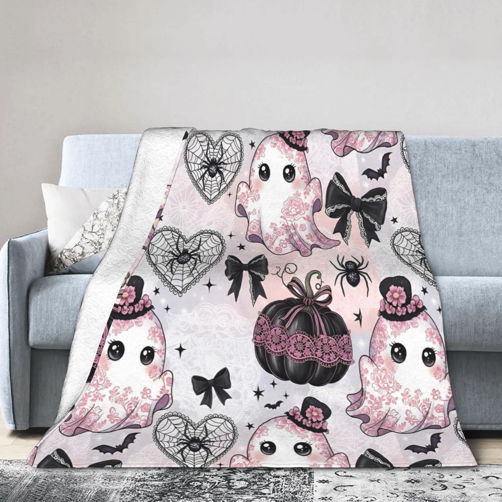 Halloween Pattern Ghosts Pumpkin Blankets Coral Fleece Plush Summer Air Conditioning Warm Throw Blanket for Bed Car Rug Piece