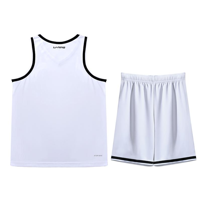 Li Ning Σειρά Μπάσκετ Αθλητικό Γιλέκο Γρήγορου Στεγνώματος με Προσαρμοσμένη Εκτύπωση Σετ Σορτς Φόρμας Προπόνησης Ανδρικό Αθλητικό Ρούχο Λευκό YATT175-1