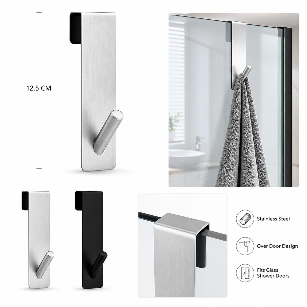 S Shape Shower Towel Rack Over Door Door Hook Rack New Towel Holder Glass Shower Door