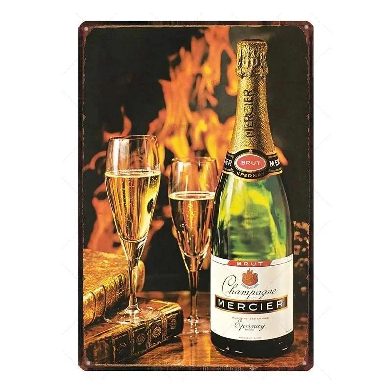 Metal Tin Morlant Reims Champagne Vintage French Posters Tin Sign Poster Wall Art Plaque Sign for Bar Coffee Office Wall Decor