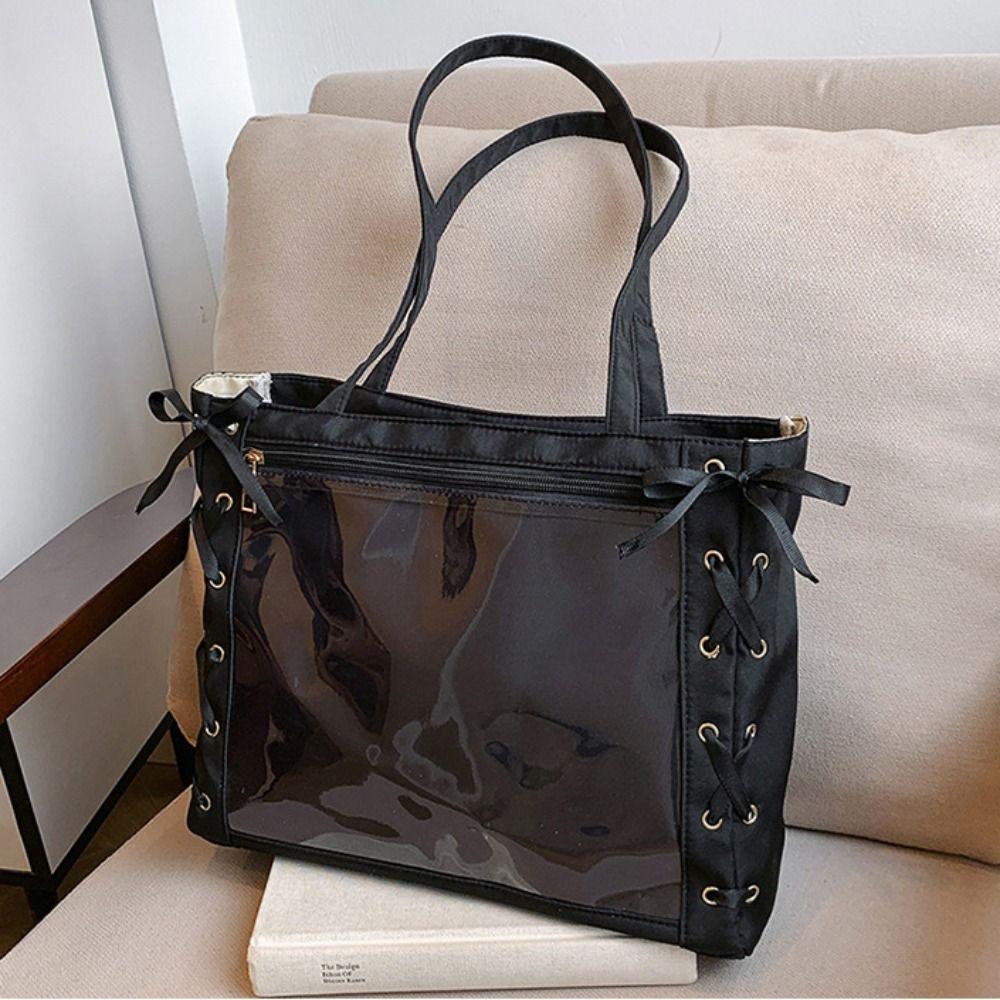 Lace-up Simple Itabag Cross Ribbon Shoulder Bag Pouch Bag Transparent Pocket  Fans Supplies