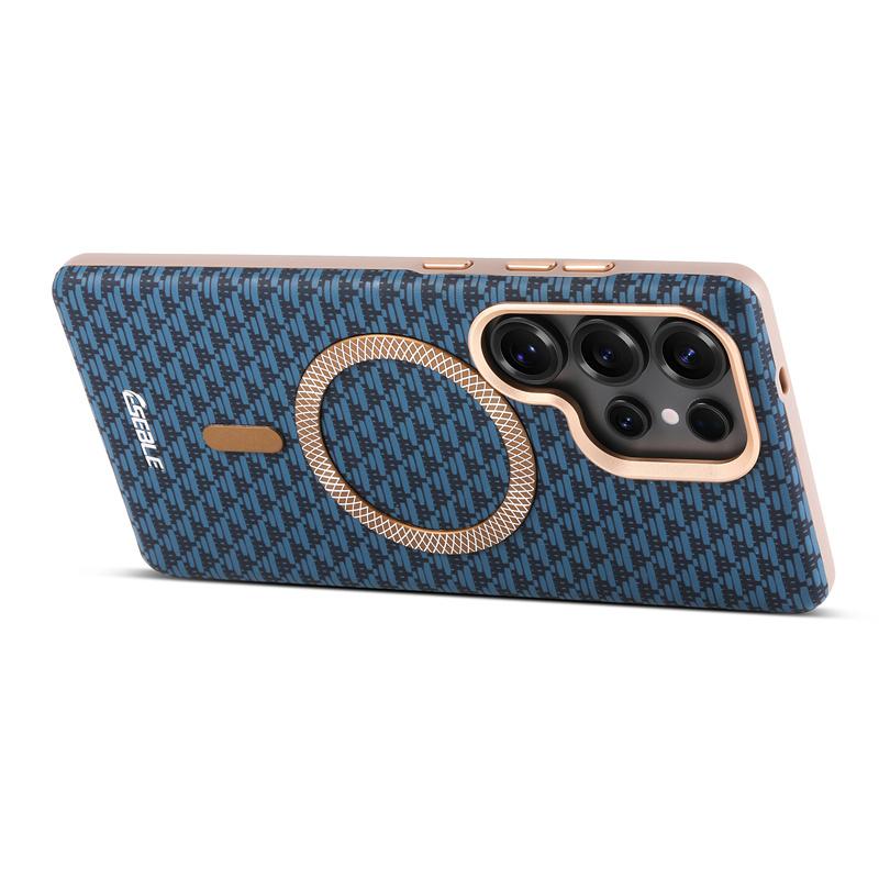 Luxury Leather Magsafe Phone Case for Samsung Galaxy S25 S24 Ultra Plus Wireless Charging Magnetic Shockproof Protective Cover