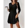 A Line Long Sleeve Knit Casual Women Dress