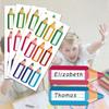 10 Stück bunte Namensetiketten für Kinder für Stifte Wiederverwendbar Cartoon-Designs Sicheres Ungiftiges Papier Schulzubehör