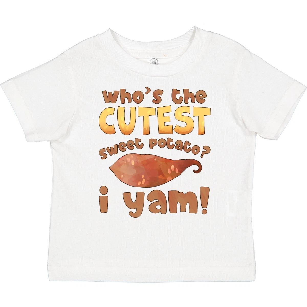 Inktastic Who s The Cutest Sweet Potato? I Yam! Funny Toddler T-Shirt Children 140