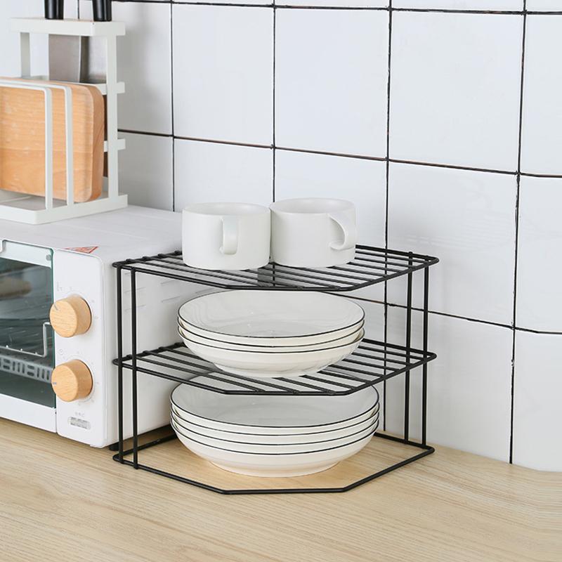 

Multipurpose Metal Three Layer Corner Storage Shelf for Kitchen Bathroom Black