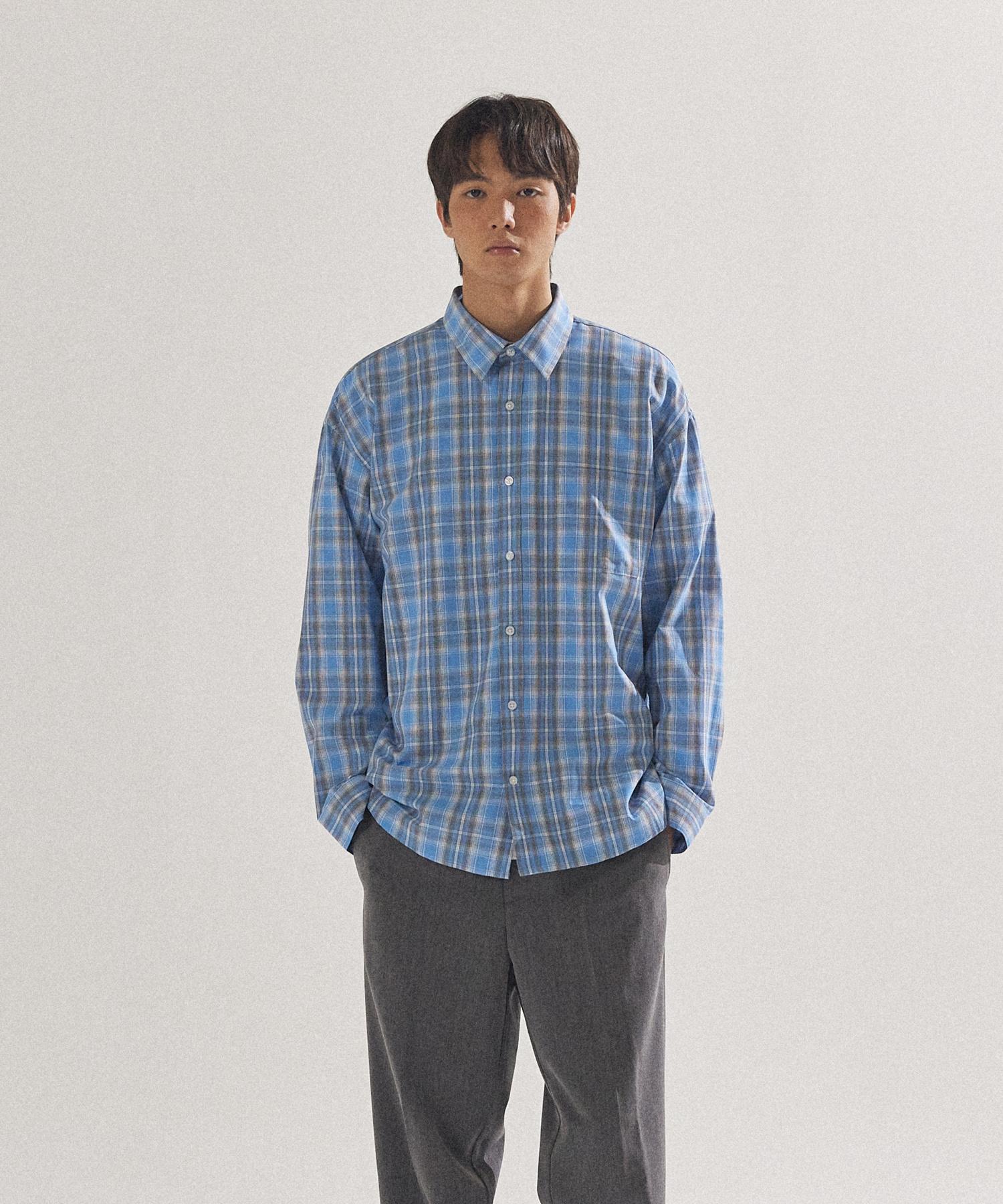 Pal Lab Unisex Essential Oversized Tartan Check Shirt_Pl24S3Sh019_Bl Reference/95