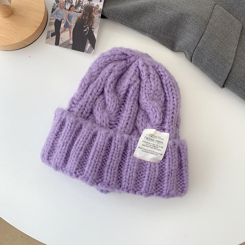 Fashionable Knitted Hat for Women Korean Style Fashionable Twist Wool Hat Warm and Ear Protecting Multi Color Optional Casual Cold Hat