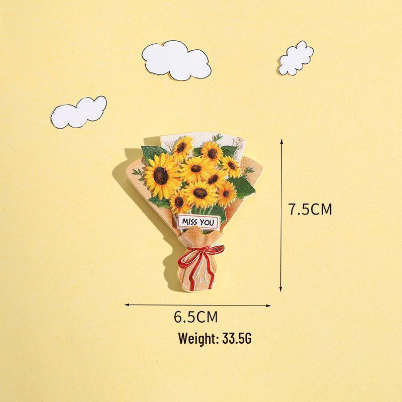 Creative 3D Bouquet Resin Fridge Magnet - Cartoon Ferrite Christmas Decoration