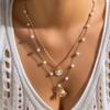 2pcs/set  Shell Starfish Imitation Pearls Pendant Necklace for Women Summer Beach Jewelry Accessories