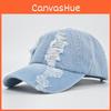 Casual Style Sand Washed Cotton Baseball Hat With Distressed Design Adjustable Size