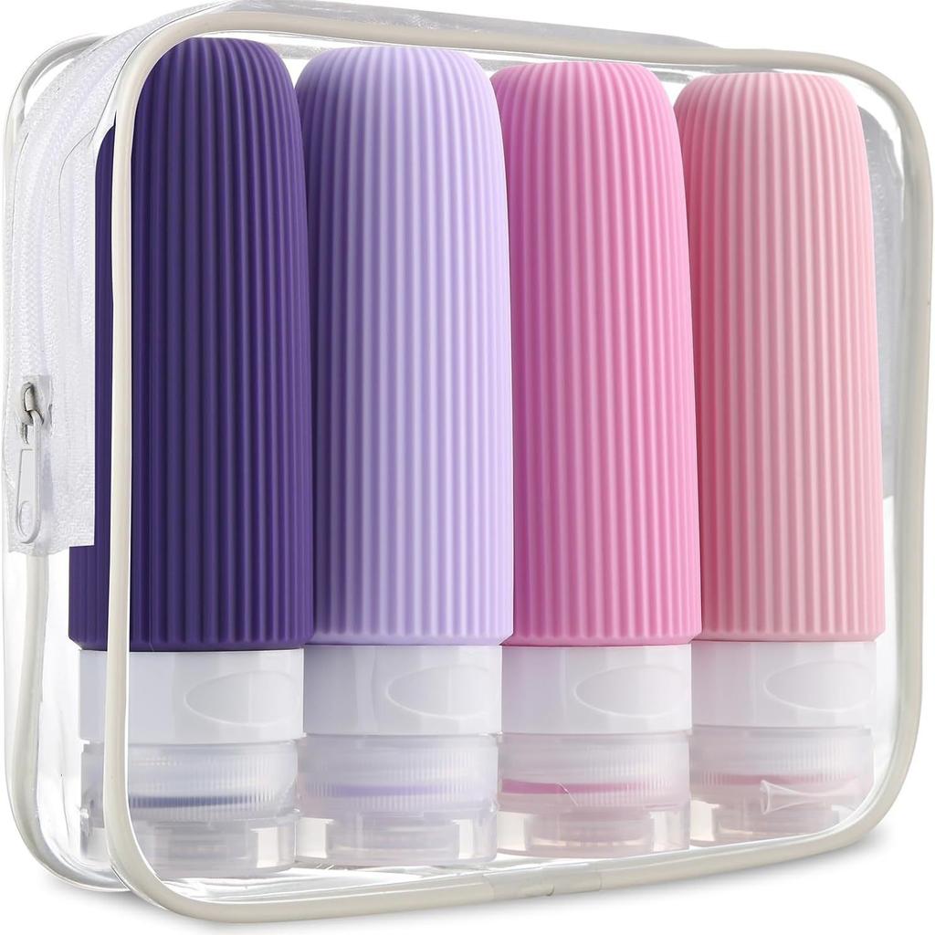 Travel Bottles Set 90ml Silicone Leak Proof Refillable Containers for Toiletries with Clear Carrying Bag Suitable for Travel and Daily Use