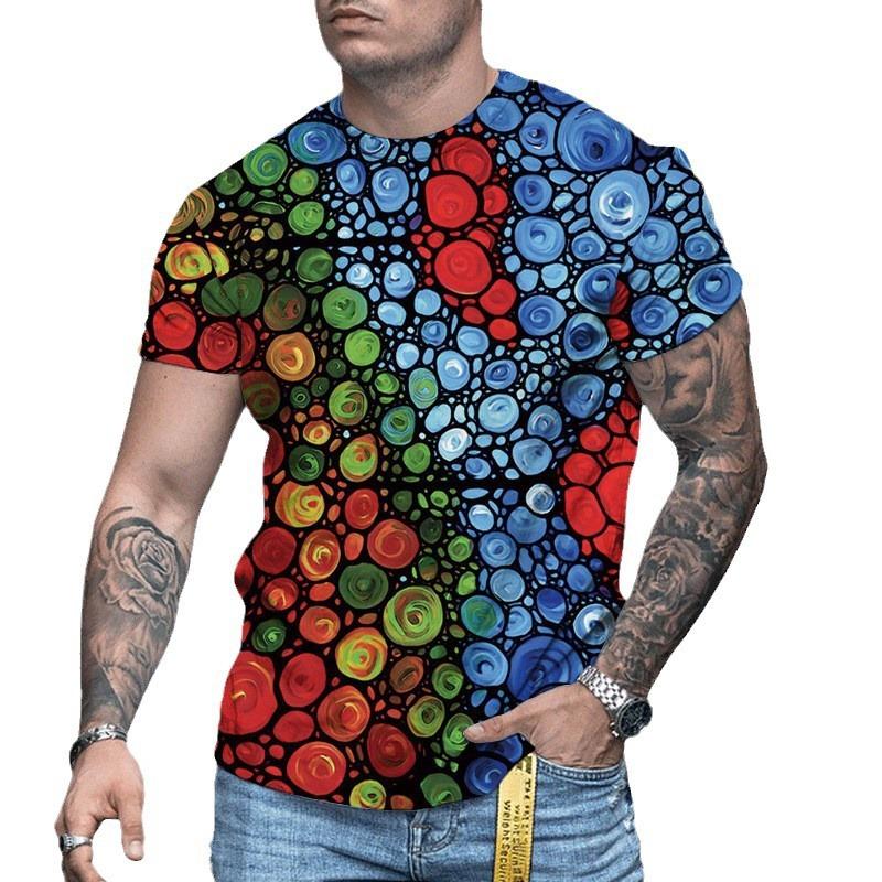 Summer Short Sleeved T-shirt Men's Retro 3D Printed Loose Casual Street Hip-hop Round Neck Short Sleeved Top T-Shirts Men’s