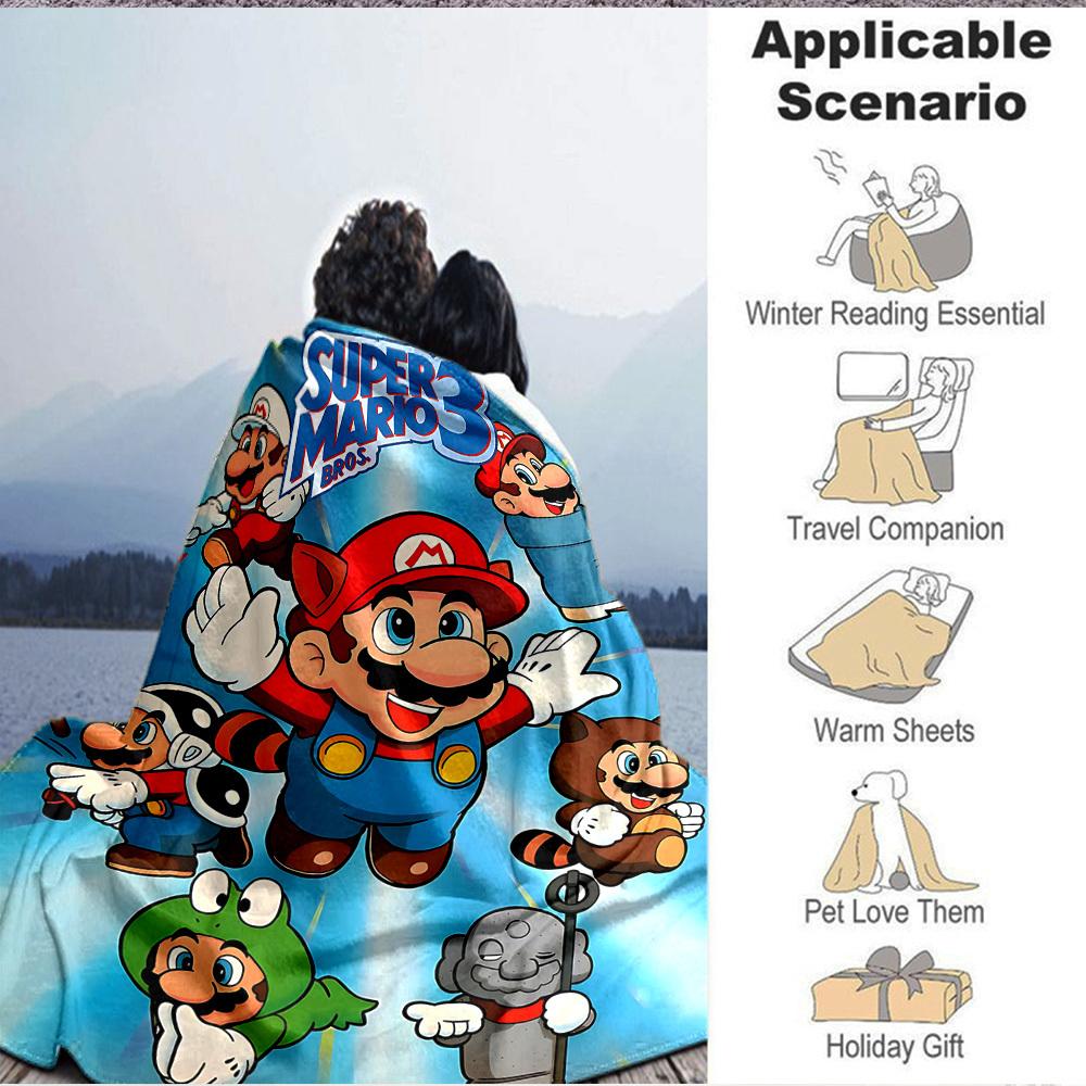 1pc Mario Bros Soft & Warm Flannel Blanket, Multi-Purpose Throw Blanket for Couch, Sofa, Office, Bed, Camping, Travel 141