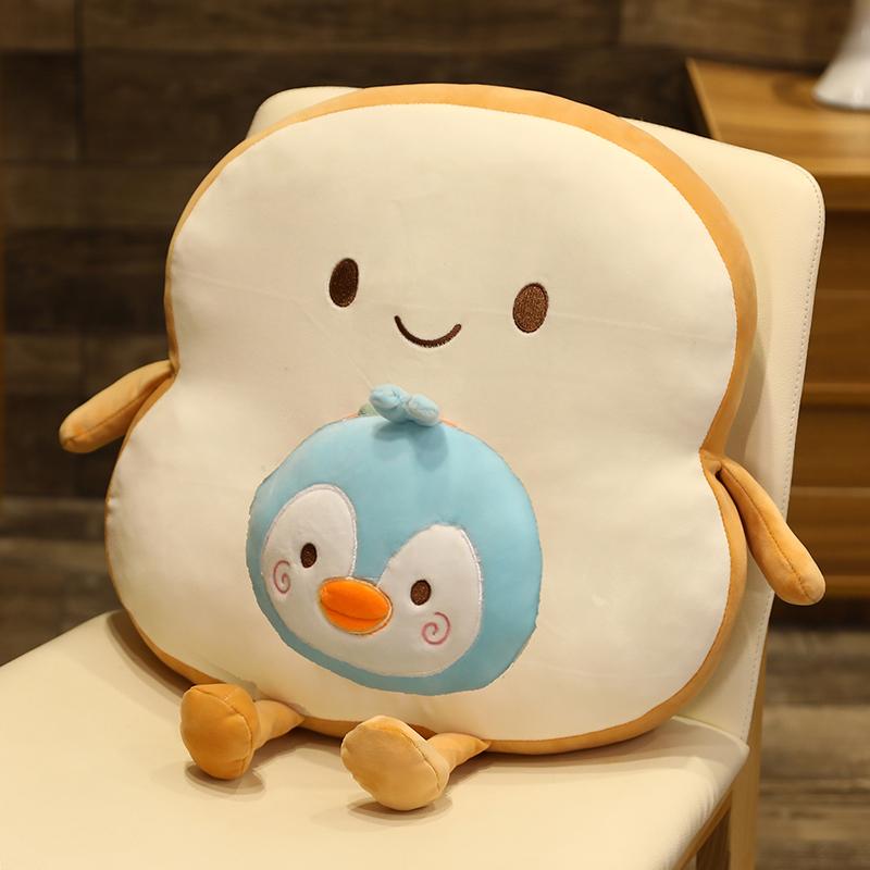 35/45cm Animal de Dessin Animé Doux Pain Grillé Tranché Oreiller Pelucheux Coussin de Siège Squishy Avec Bras et Jambes Kawaii Décor de Canapé Chaise 35cm without blanket