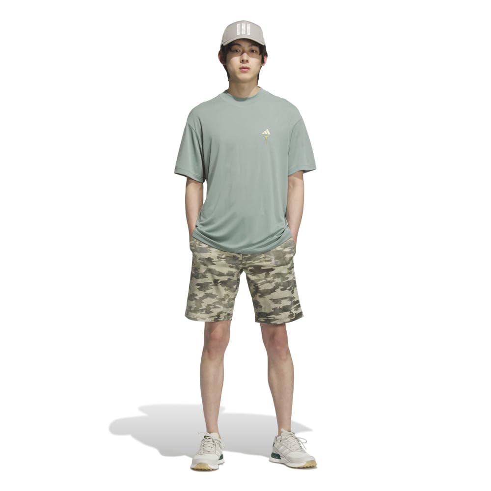 Golf HEAT Back Graphic Mock Neck Short Sleeve Shirt Silver Green [Adidas Golf] .RDY