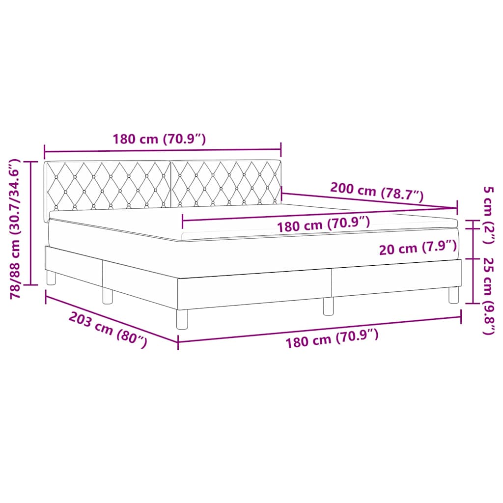 LED Box Spring Bed with Mattress Dark Green 180 X 200 Cm Velvet