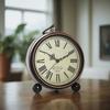 1 Piece Retro Metal Base Clock, American Creative Clock; Personalized and Minimalist Pointer Clock; Room and Home Decoration Use