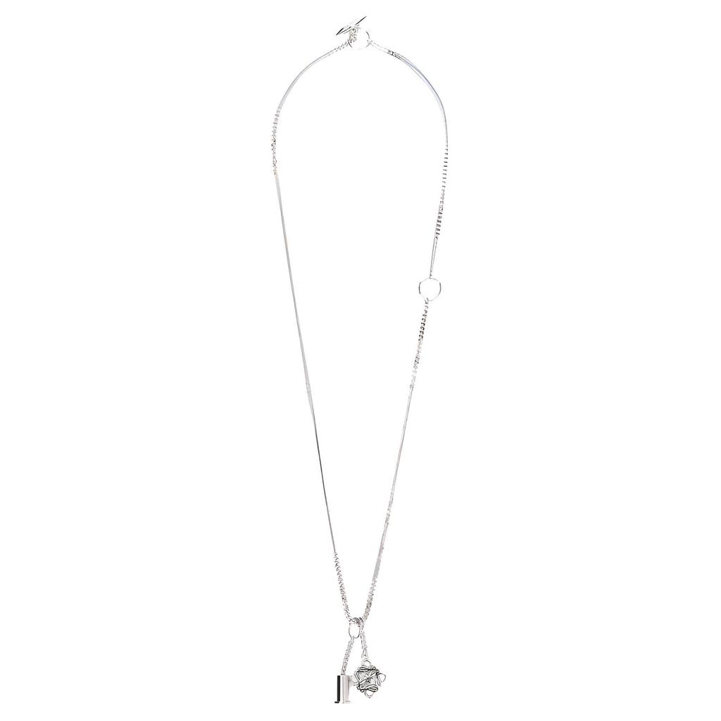 Loewe Logo Pattern Decorative Personality Brass Necklace Women Necklace Silver N691420X01-9230