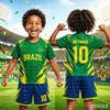 Neymar Nr 10 Brazylia Kibice Piłkarski Zestaw 2-częściowy Koszulka i Spodenki, Szybkoschnący Oddychający Strój Piłkarski Dzieci Dopasowany Prezent Urodzinowy