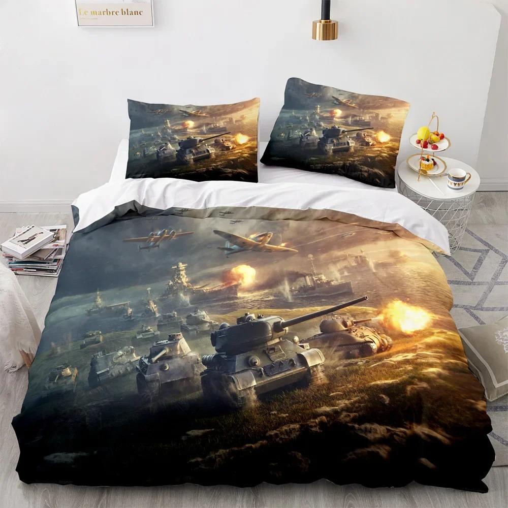 Panzer Bettbezug Fighter Bettwäschesets für Schlafzimmerdeko Jungen Jugendliche Militär Queen King Full Size Polyester Steppdecke