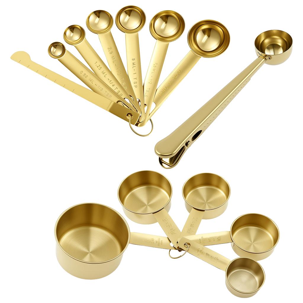 Stainless steel measuring cup and spoon combination set stacked kitchen measuring cup and spoon suitable for home cooking baking