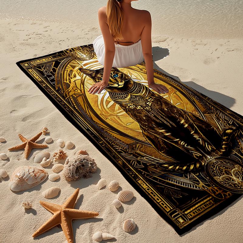 Glamorous Cat In Shades Beach Towel, Super Soft Microfiber, Gift for Her/Him, Birthday, for Pool, Beach, Travel, Home Decor Fan Gifts