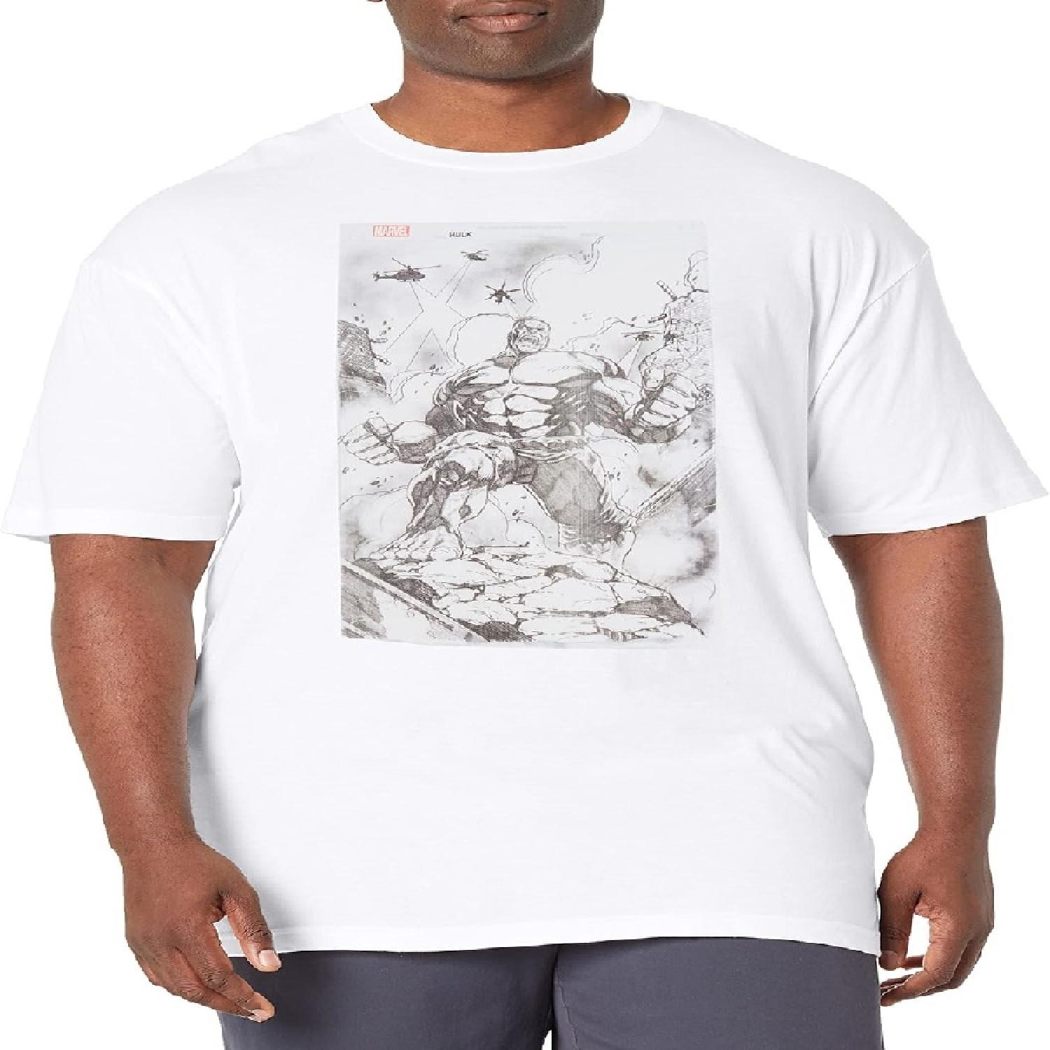 

Marvel Big & Tall Classic Hulk Sketch Men s Tops Short Sleeve Tee Shirt XXXXXL білий