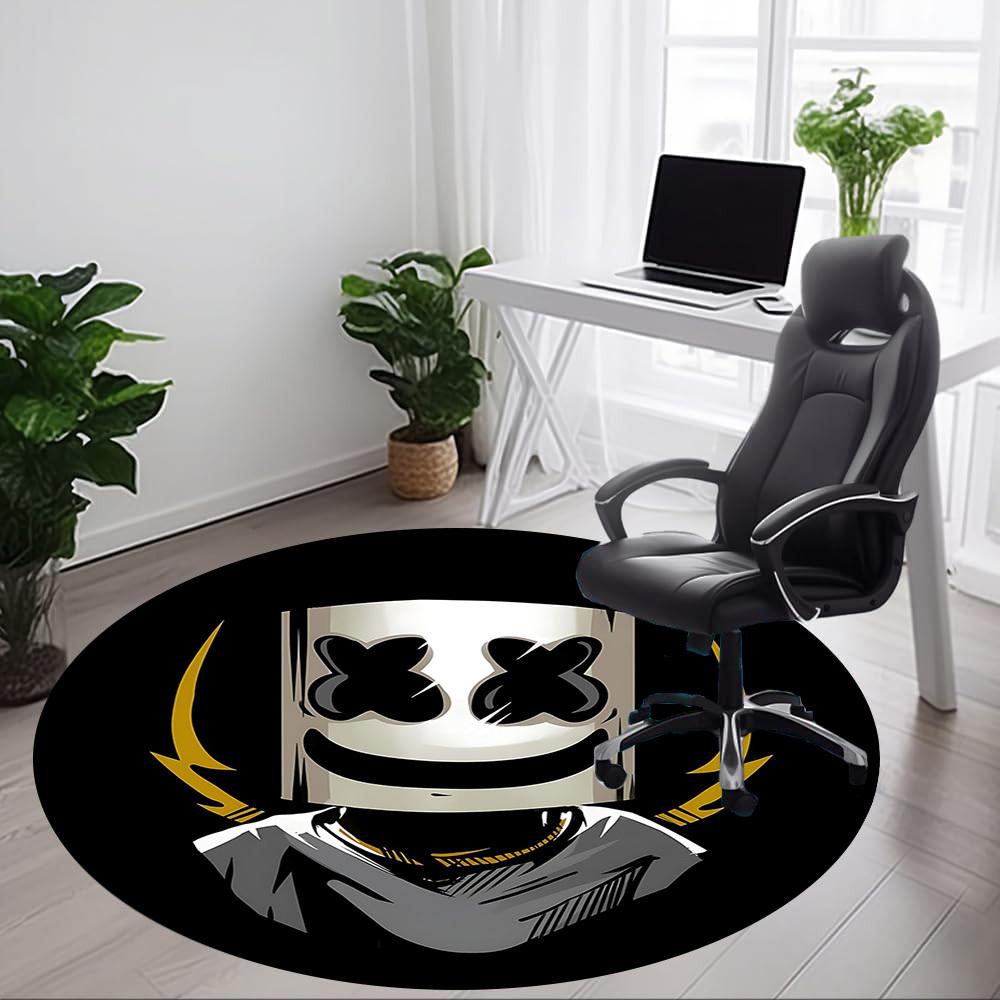 1pc Marshmello Mask Office Round Area Rug, Under Office Chairs Bedroom Living Room Home Decor, Room Deco, Available In Various Sizes