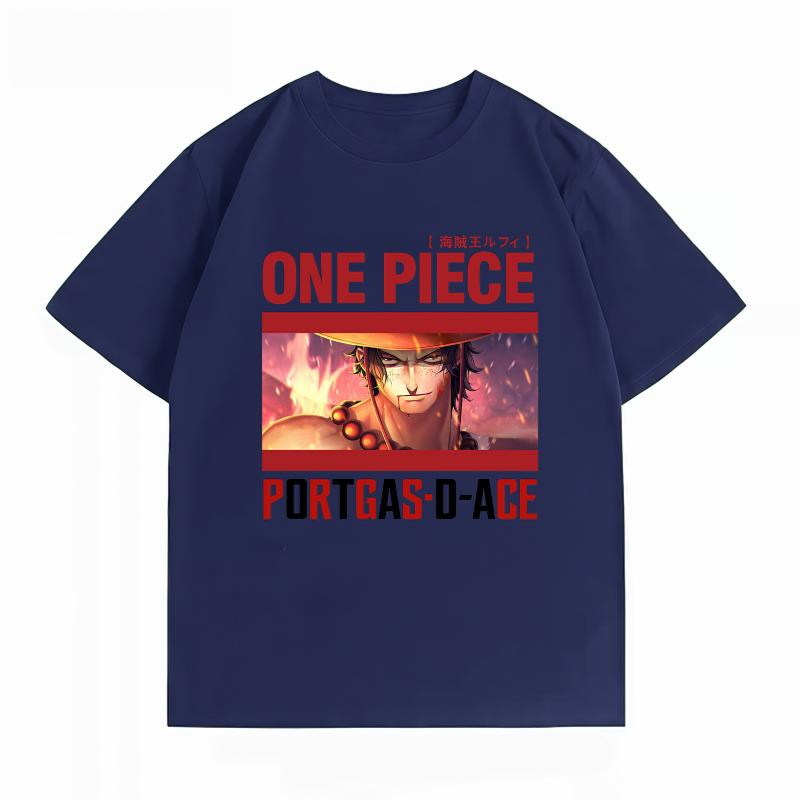 One Piece Portgas D Ace Unisex's 100% Cotton T-Shirt, Streetwear Anime Graphic Short Sleeve Summer Unisex's Tops
