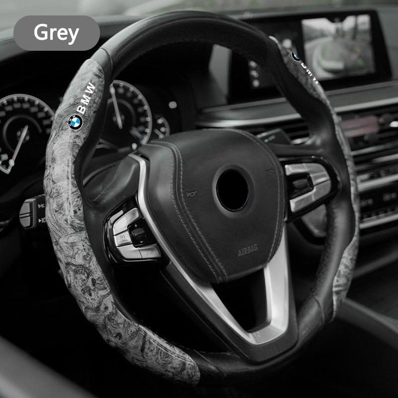 BBJV7 2Pcs Car Non-Slip Steering Wheel Cover Protection For BMW 50th M Sport M3 M4 M5 E36 E39 E46 E60 E90 F15 F20 G30 X1 X3 X5 X7 Logo
