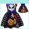 Sally Face Girl Dress With Cotton Blend Fabric And Butterfly Bow For Halloween And Christmas Festivities