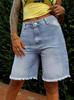 Shorts vaqueros ajustados casuales para mujer 2026 con dobladillo deshilachado