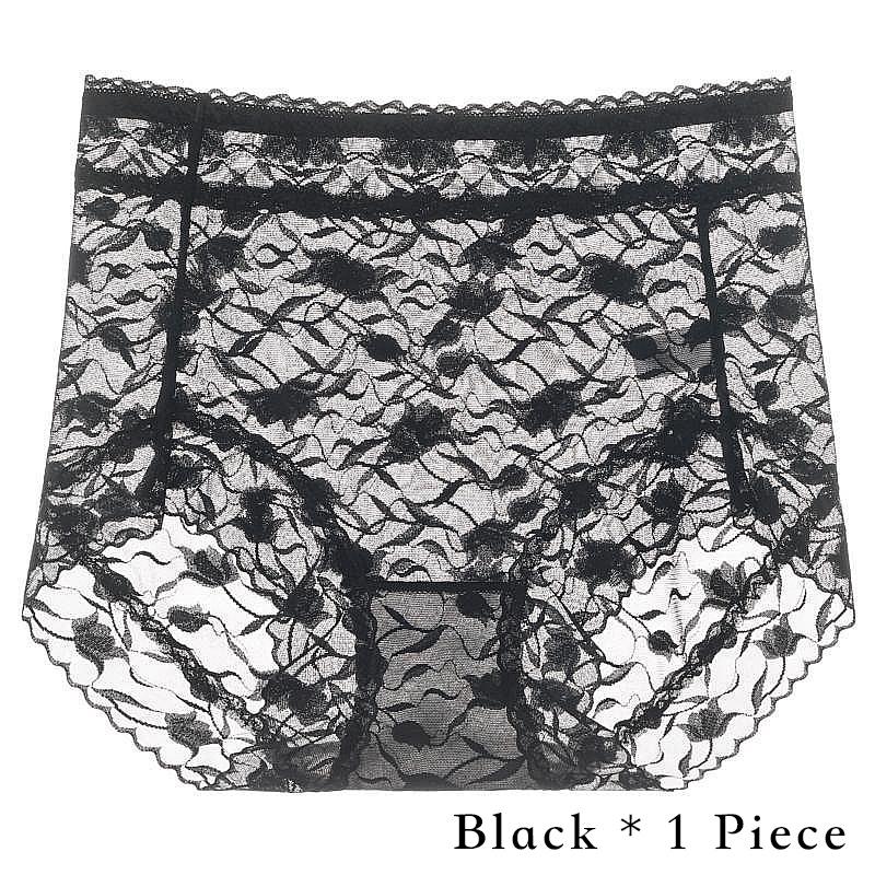 1Piece/3Pcs Middle Waist Women's Panties, Sheer Lace Women‘s Underwear, Comfortable Underpants