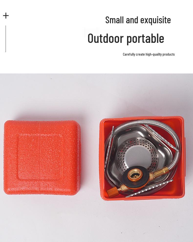 Portable Windproof High-Fire Mini Camping Gas Stove - Stainless Steel Foldable Design