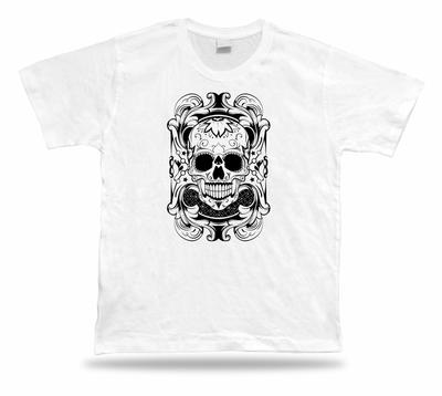 Tshirt Tee Shirt Birthday Gift Idea Floral Sugar Skull Mexican Emblam Retro