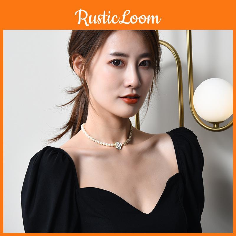 Elegant Rose Flower Pearl Necklace For Women With Unique Design And Stunning Details