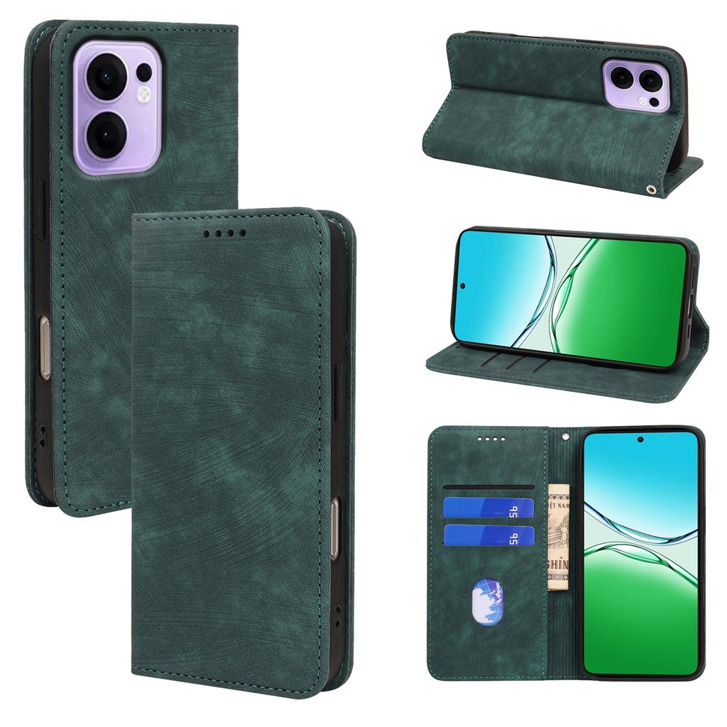 For Oppo Reno13 F 4G/5G Case Strong Magnetic Leather Wallet Phone Cover with Striped Texture