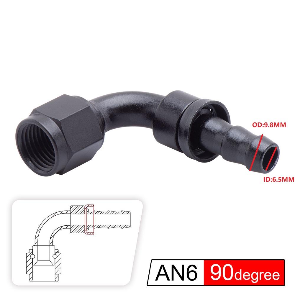 Uuiversal Aluminum AN6 AN8 AN10 Oil Fuel Fitting Oil Fuel Push On Hose 0 90 45 180 Degree Rubber Tube Hose End