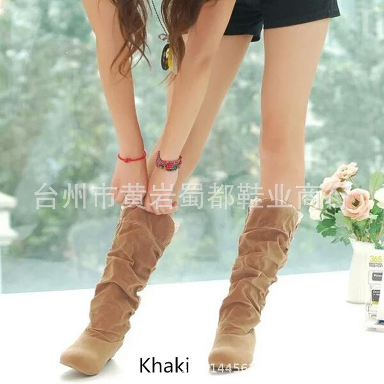 Wish Hot Sale Large Size 4 Flat Bottom Medium Boots Women's Autumn and Winter New Lace Lace Women's Boots Shoes