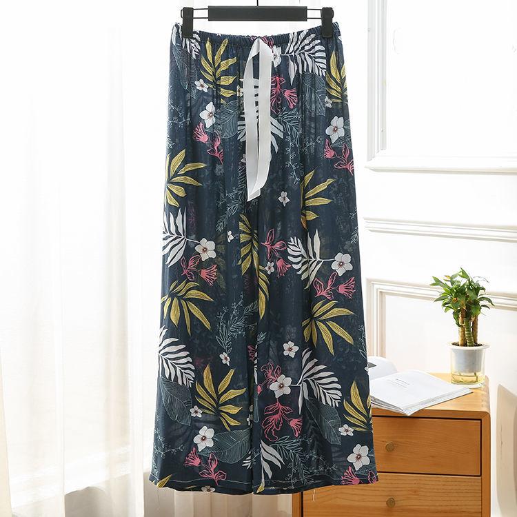 Women's Spring and Summer Plus Size Printing Long Pants Female Elastic Waist Loose Casual Thin Trousers