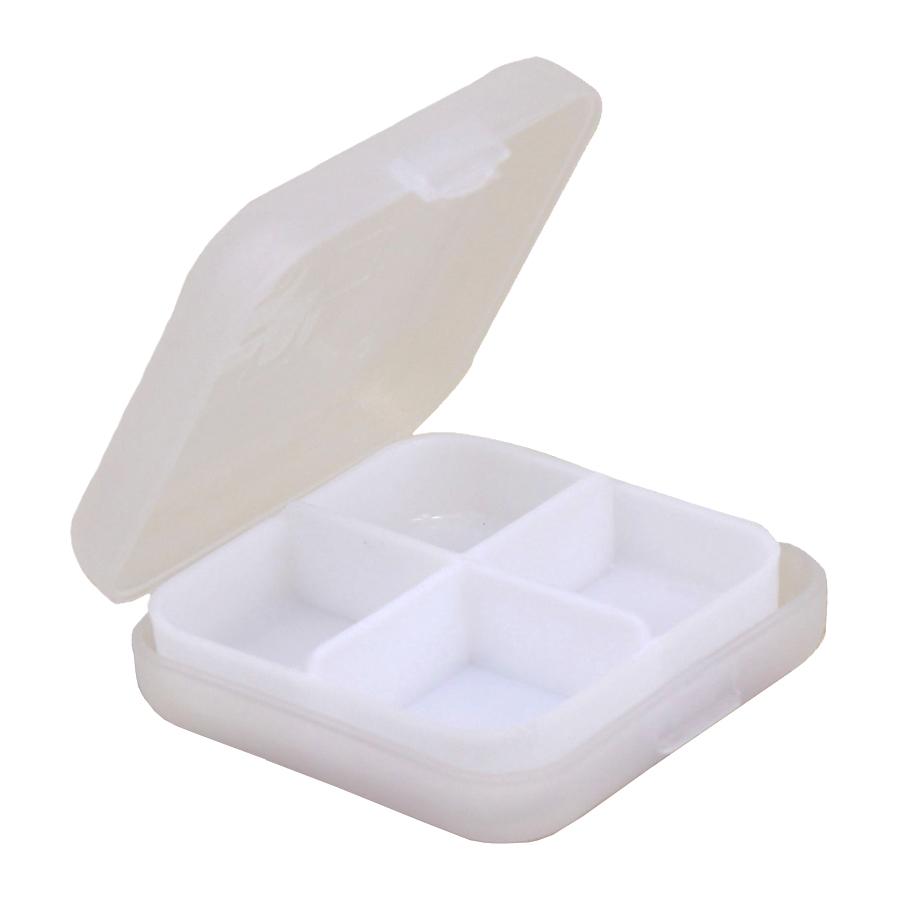 Mini-Pillendose mit 4 Fächern, Tragbarer Reise-Pillenorganizer, Kompakte Taschendosierer für Vitamine, Nahrungsergänzungsmittel