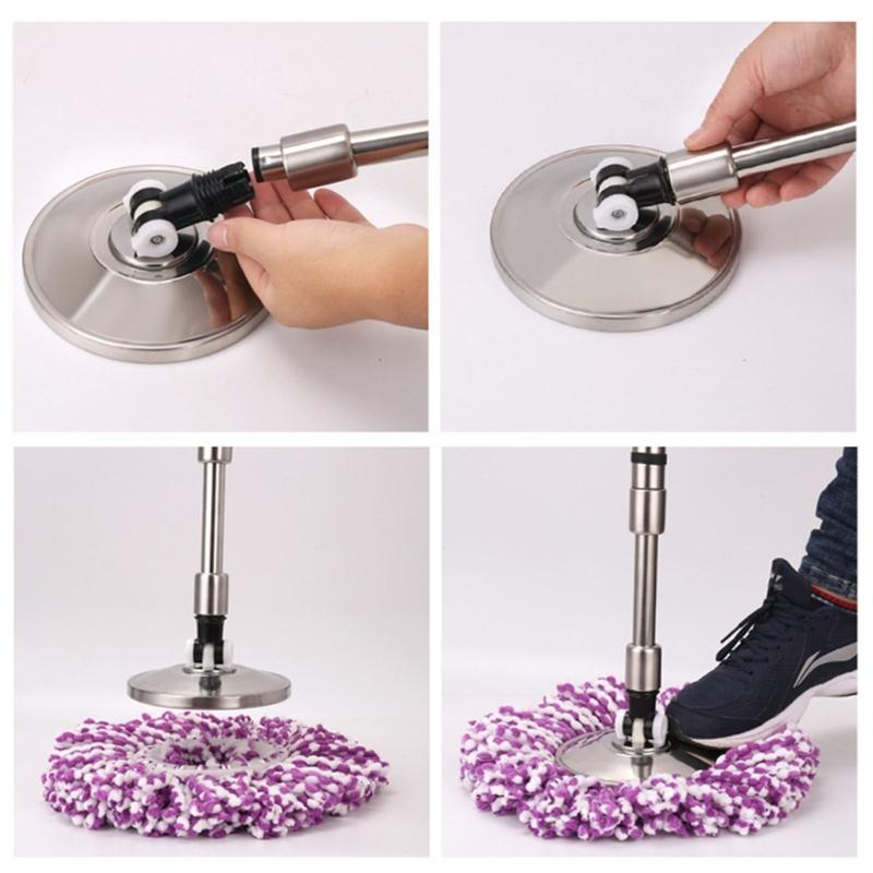 Wischmop Edelstahl Teleskopstiel Schnelltrocknungssystem Abnehmbarer Waschbarer Moppkopf Heimreinigungssysteme Set