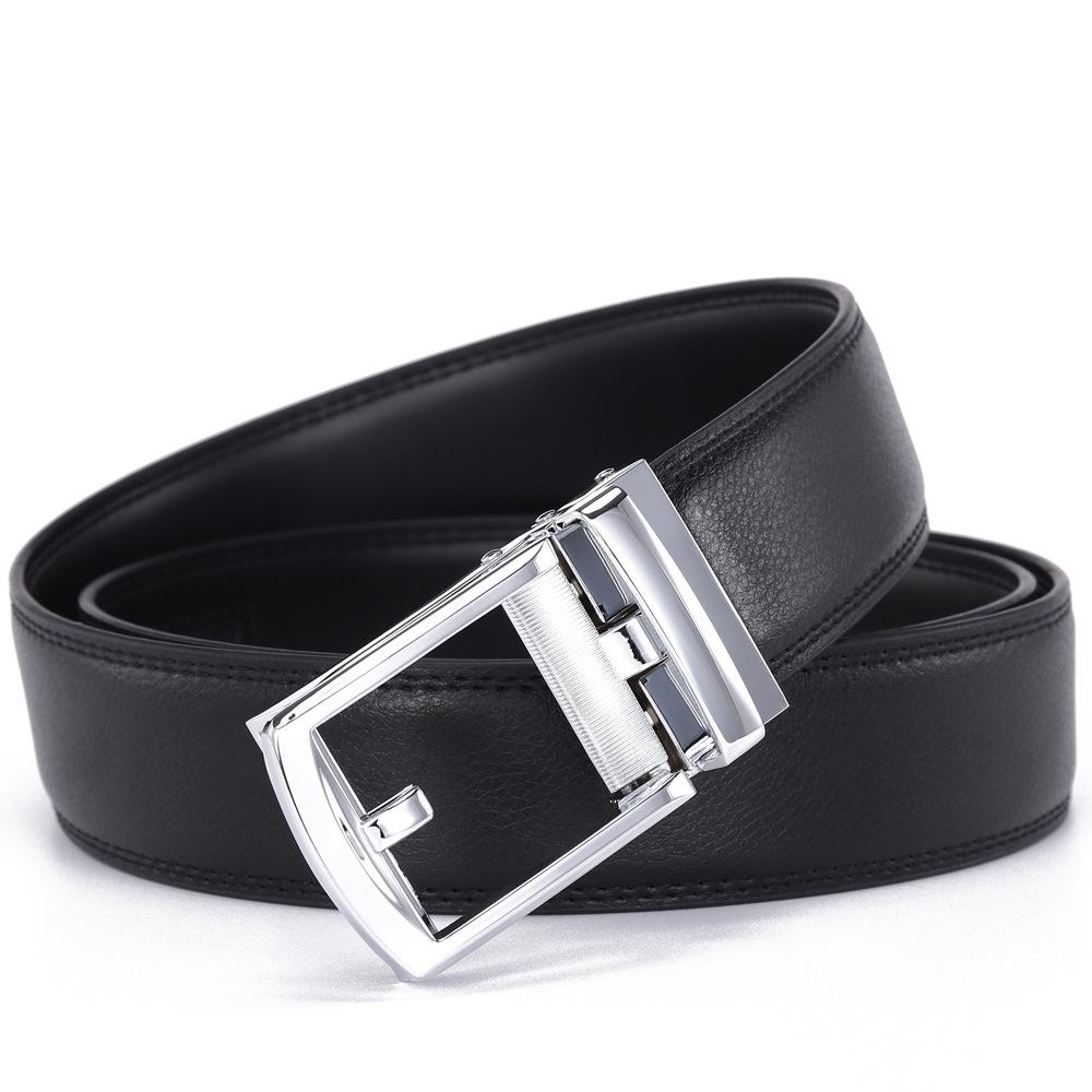 Genuine Leather Belt Men'S Automatic Buckle Belt Cowhide Belt Fake Pin Buckle Belt