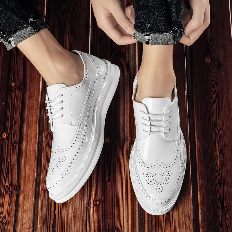 2024 New Men Dress Shoes White Leather Business Casual Shoes Brand Man Wedding Office Oxfords for Male Fashion Walking Footwear