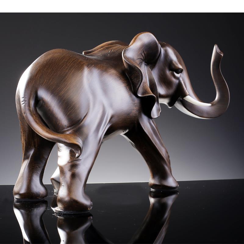 Statua Elefante Finto Legno Resina Artigianato Scultura Animale Decorazione Scrivania Ornamenti Arredamento Soggiorno Decorazioni Casa Moderno