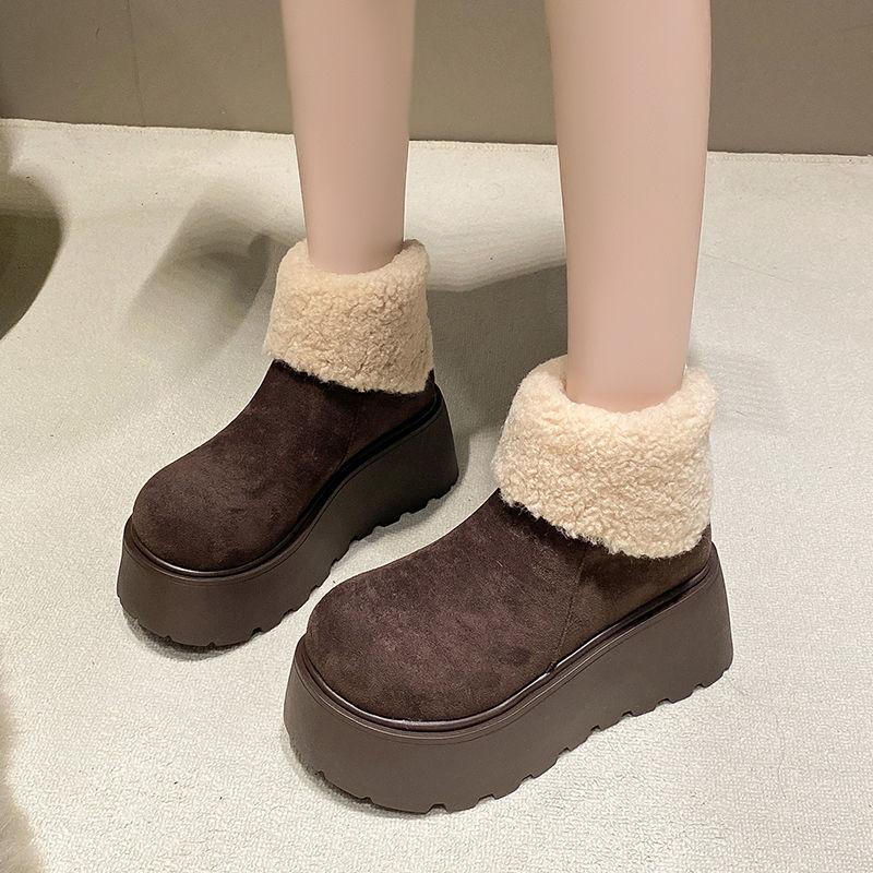 

Женские меховые ботинки с мехом у рта, большого размера, на толстой подошве, с мягкой подошвой, зимние теплые меховые ботинки-сноубутсы, на подкладке, ботильоны до щиколотки, нескользящие, для хайкинга, спортивные, хлопковые ботинки 40
