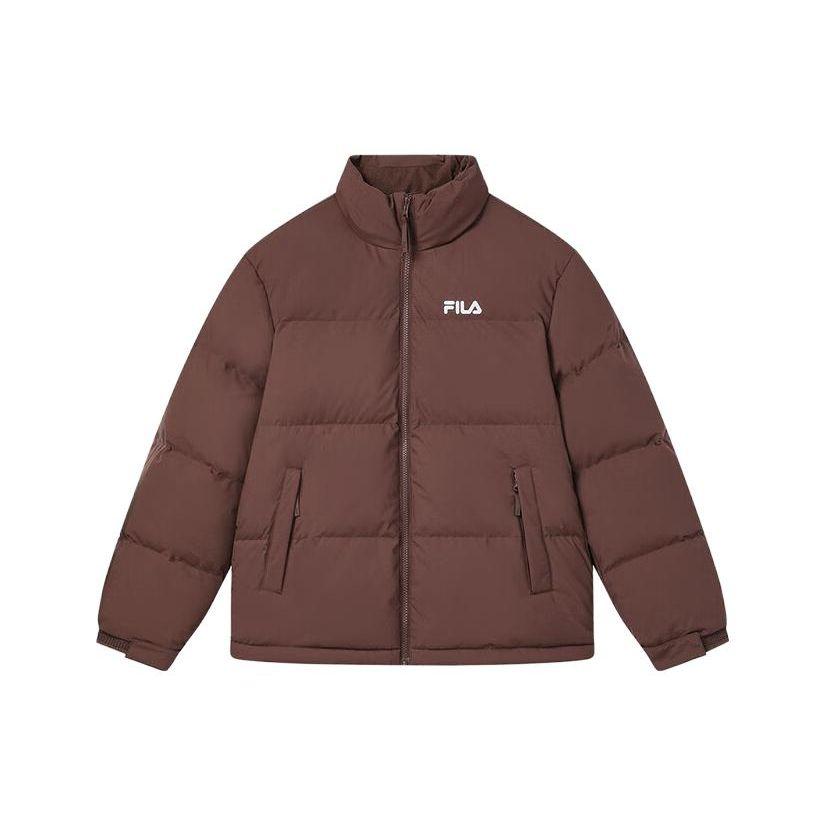 Fila Letter Logo Print Lined Loose Thick Warm Jacket Down Coat Unisex Outerwear Pig-Liver F51U349901F-DK